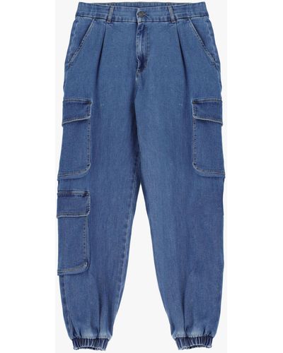 Imperial Jeans Baggy Cargo Con Orli Elasticizzati E Pinces - Blu