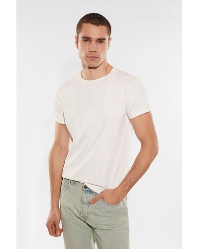 Imperial T-shirt pur coton uni à encolure ronde - Blanc