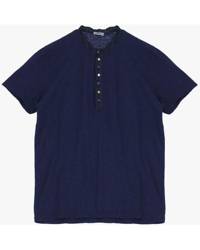 Imperial T-shirt pur coton à boutons colorés - Bleu