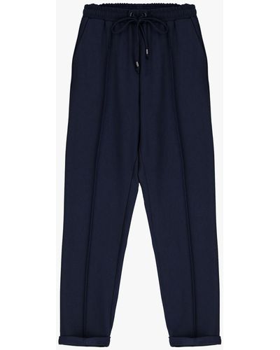 Imperial Pantaloni Slim-Fit Cropped Con Coulisse E Cucitura Dettaglio - Blu