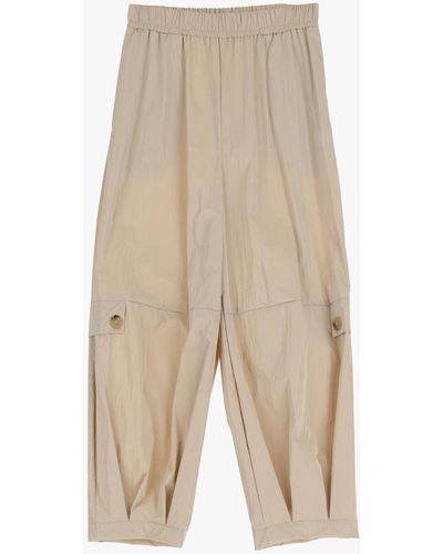 Imperial Pantaloni Straight Monocolour Con Bottoni E Pinces - Neutro