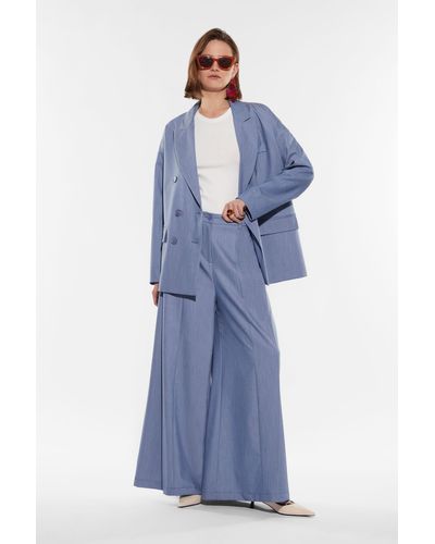Imperial Jupe-culotte chinée à pinces - Bleu