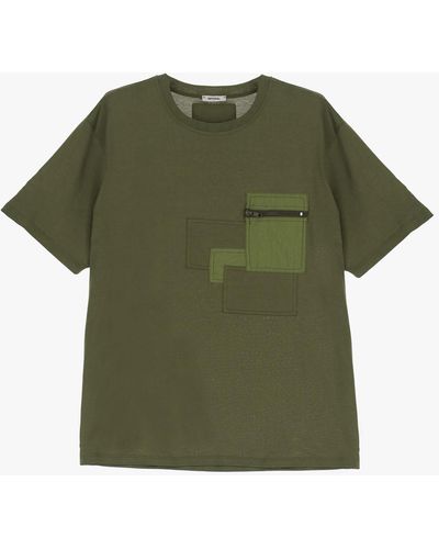 Imperial T-Shirt Stampata Con Tasca Applicata E Zip - Verde