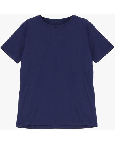 Imperial T-shirt pur coton uni à encolure ronde - Bleu