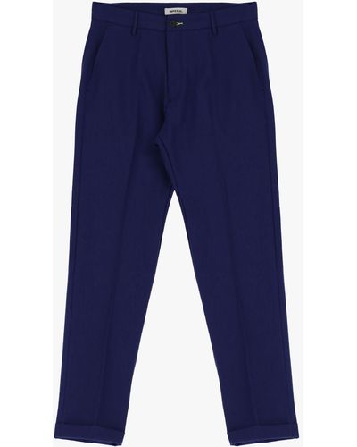 Imperial Pantaloni Slim-Fit Monocolour Con Piega Stirata - Blu