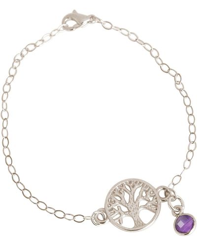 Gemshine Charm-Armband "YOGA Lebensbaum und lila Amethyst", Made in Spain - Weiß