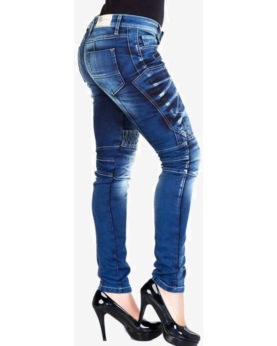 Cipo & Baxx Bequeme Jeans, im Biker-Stil in Slim Fit - Blau