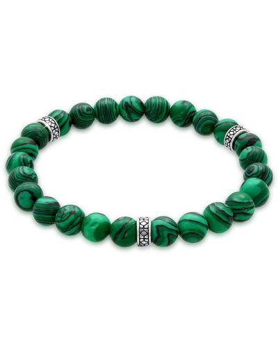Kuzzoi Armband "Herren Achat Malachit Bead Oxidiert 925 Silber" - Grün