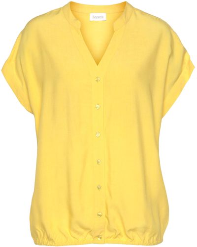 Boysen's Boysens Hemdbluse, im Oversized-Style mit Ballonsaum - Gelb