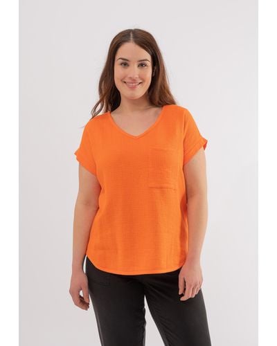 October T-Shirt, mit aufgesetzter Brusttasche - Orange