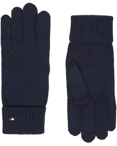 Hilfiger Leder Gloves Blau in Flag Lyst Blau Tommy | Leather Handschuhe Essential S-M DE