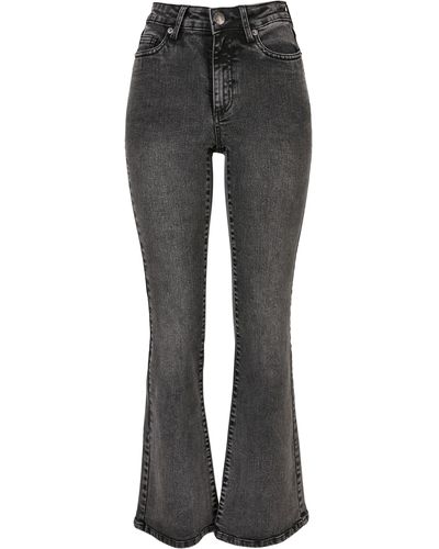 Urban Classics Bequeme Jeans "Damen Ladies High Waist Flared Denim Pants", (1 tlg.) - Grau