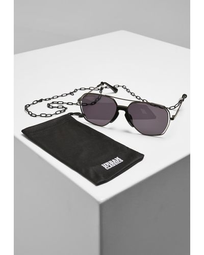 Urban Classics Sonnenbrille "Accessoires Sunglasses Karphatos With Chain" - Grau