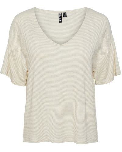 Pieces V-Shirt PCBILLO OVERSIZED TEE LUREX STRIPES NOOS in Weiß | Lyst DE | T-Shirts