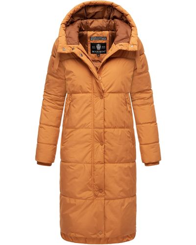 Marikoo Winterjacke Soranaa langer Winter Mantel mit Kapuze in Orange |  Lyst DE