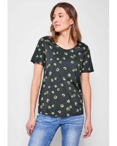 Cecil T-Shirt aus softem Materialmix in Schwarz | Lyst DE