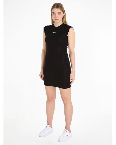 Geschenke von ausgewählten Marken Tommy Hilfiger Jerseykleid SMD DRESS KNEE mit Lyst DETAIL Logopatch | FLUID DE Grau in
