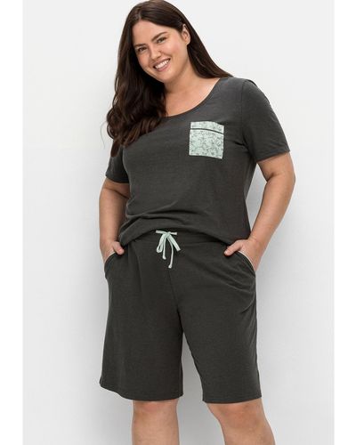 Sheego Pyjama set unifarben in Schwarz | Lyst DE | V-Shirts