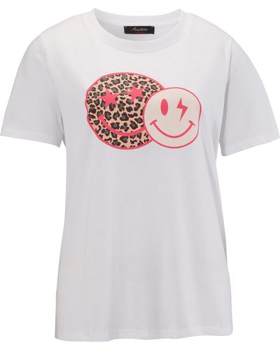 CASUAL bedruckt Lyst coolen T-Shirt, DE Aniston mit | Smileys Schwarz in