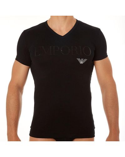 Emporio Armani Underwear Crew Neck T-Shirt Essential Megalogo Haut De Pyjama - Noir