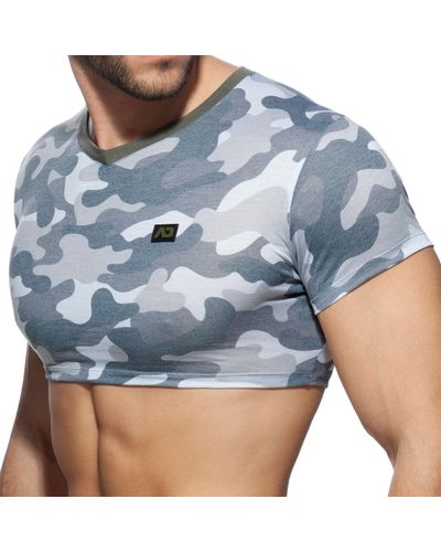Addicted T-Shirt Crop Washed Camo Gris
