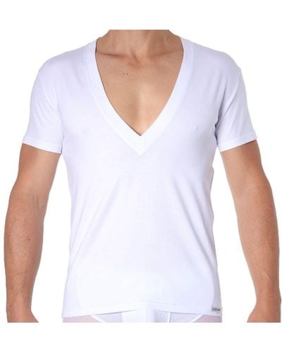 Doreanse T-Shirt Essential Col V Super Low - Blanc