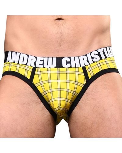 Andrew Christian Slip Almost Naked Plaid - Jaune