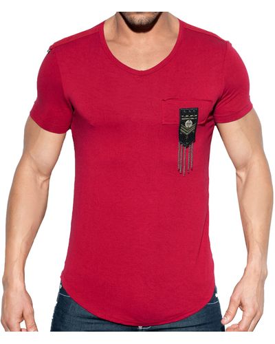 ES COLLECTION T-Shirt Chains Shield - Rouge