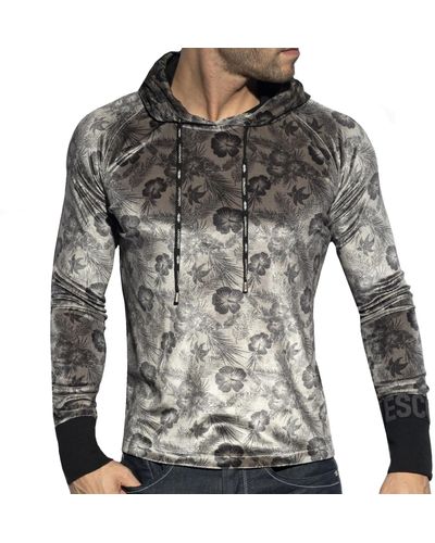 ES COLLECTION Sweatshirt à Capuche Flowery - Gris