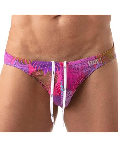 TOF Slip de Bain Bikini Floral - Violet