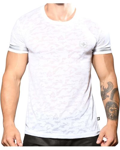 Andrew Christian T-Shirt Camouflage Burnout - Blanc