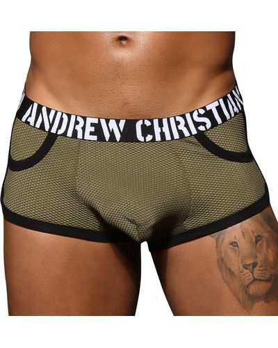 Andrew Christian Shorty Pocket Almost Naked Mesh Military - Vert