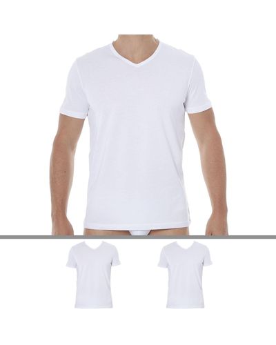 Emporio Armani Lot de 2 T-Shirts V-Neck Pure Cotton - Blanc