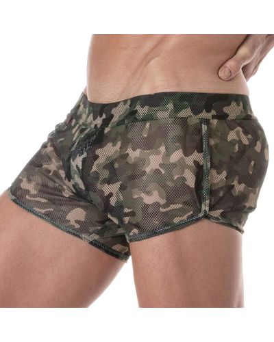 TOF Mini Short See Through Résille Camouflage - Multicolore