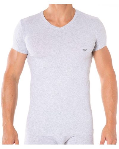 Emporio Armani T-Shirt V-Neck Stretch Cotton - Gris