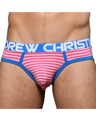 Andrew Christian Slip Almost Naked Candy Stripe Fuchsia - Bleu
