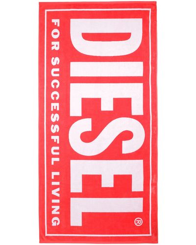 DIESEL Drap de Plage Logo - Rouge