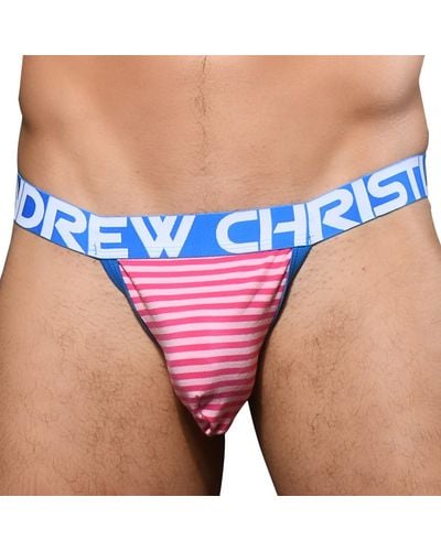 Andrew Christian String Almost Naked Candy Stripe Fuchsia - Bleu