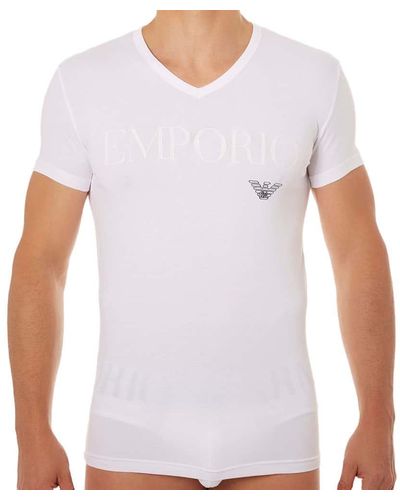 Emporio Armani T-Shirt Stretch Cotton Megalogo - Blanc