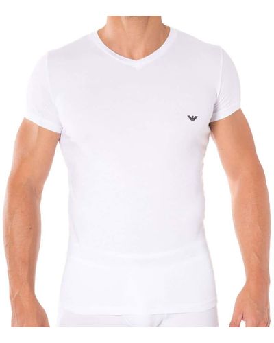Emporio Armani T-Shirt V-Neck Stretch Cotton - Blanc