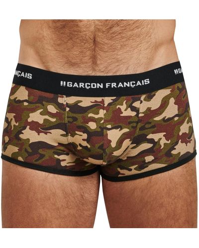Garçon Français Boxer Court Camouflage Coton - Noir