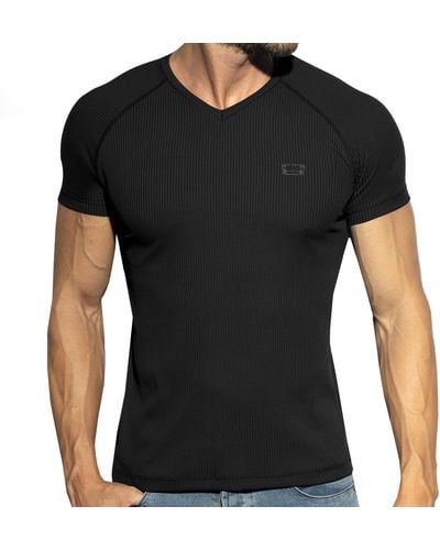 ES COLLECTION T-Shirt Col V Recycled Rib - Noir