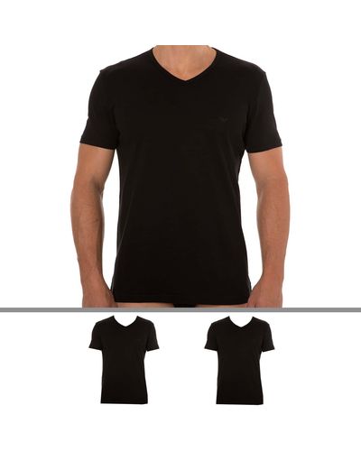 Emporio Armani Lot de 2 T-Shirts V-Neck Pure Cotton - Noir