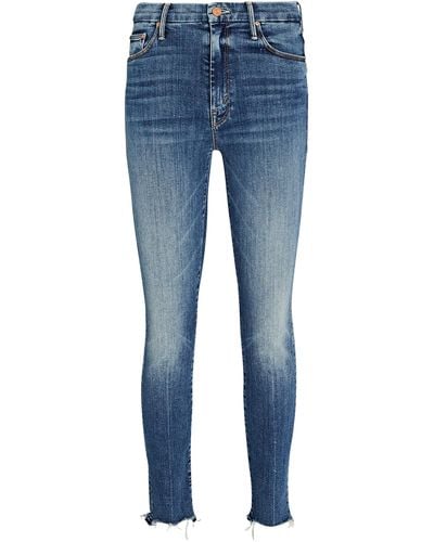 Mother The Looker Ankle Fray Skinny Jeans - Blue