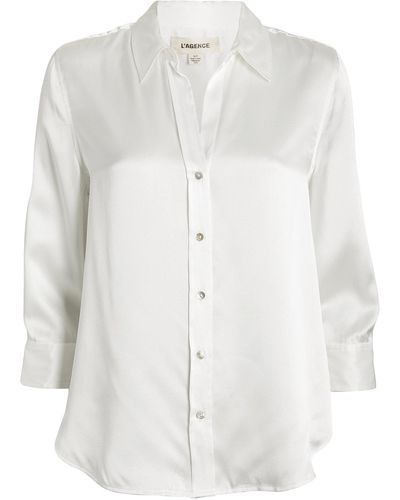 L'Agence Bianca Silk Charmeuse Button-Down Blouse