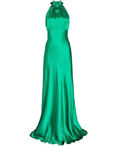 Saloni Michelle Silk Maxi Dress - Green