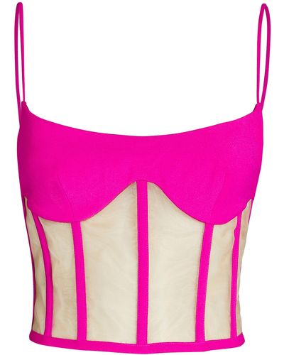 Satin bustier corset top with lacing Fuchsia RC23S015A004 - buy at the  online boutique RozieCorsets