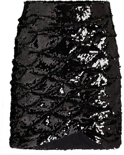 Ronny Kobo Balissa Ruched Sequined Mini Skirt - Black
