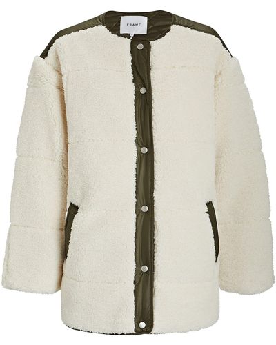 FRAME Oversized Recycled Faux Shearling Liner Jacket - Natural