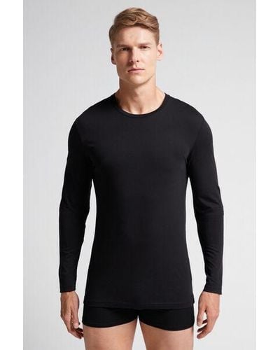 Intimissimi T-Shirt à Manches Longues en Coton Supima® - Noir